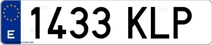 Ejemplo de matrícula española 1433 KLP