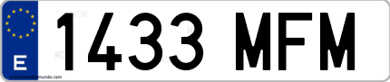 Ejemplo de matrícula de coche ordinaria 1433 MFM