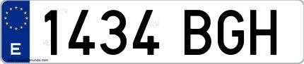 Ejemplo de matrícula española 1434 BGH