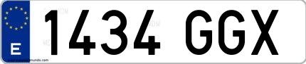 Ejemplo de matrícula española 1434 GGX