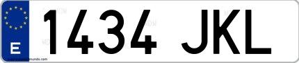 Ejemplo de matrícula española 1434 JKL