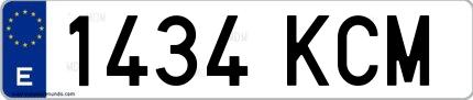 Ejemplo de matrícula de coche ordinaria 1434 KCM