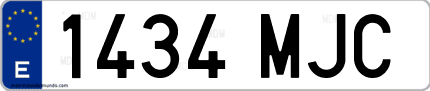 Ejemplo de matrícula de coche ordinaria 1434 MJC