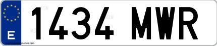 Ejemplo de matrícula española 1434 MWR