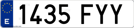 Ejemplo de matrícula de coche ordinaria 1435 FYY