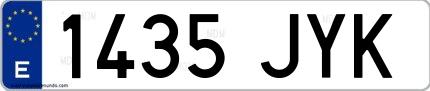 Ejemplo de matrícula española 1435 JYK
