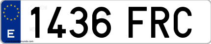 Ejemplo de matrícula de coche ordinaria 1436 FRC