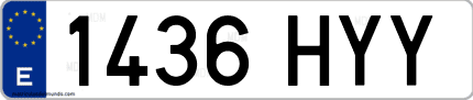 Ejemplo de matrícula de coche ordinaria 1436 HYY
