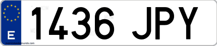 Ejemplo de matrícula de coche ordinaria 1436 JPY