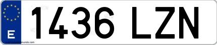 Ejemplo de matrícula española 1436 LZN