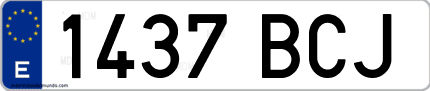 Ejemplo de matrícula de coche ordinaria 1437 BCJ