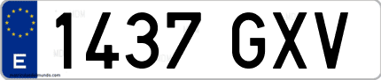 Ejemplo de matrícula de coche ordinaria 1437 GXV