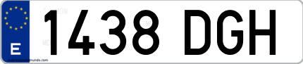 Ejemplo de matrícula de coche ordinaria 1438 DGH