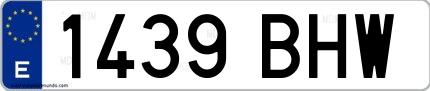 Ejemplo de matrícula española 1439 BHW