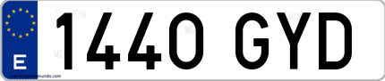 Ejemplo de matrícula de coche ordinaria 1440 GYD