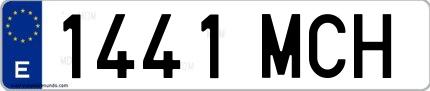 Ejemplo de matrícula española 1441 MCH