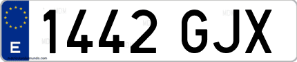 Ejemplo de matrícula de coche ordinaria 1442 GJX