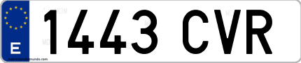 Ejemplo de matrícula de coche ordinaria 1443 CVR
