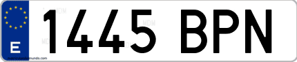 Ejemplo de matrícula de coche ordinaria 1445 BPN