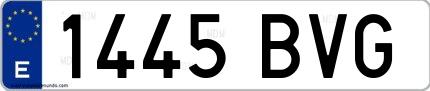 Ejemplo de matrícula española 1445 BVG