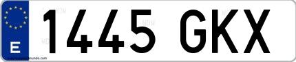 Ejemplo de matrícula española 1445 GKX