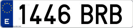 Ejemplo de matrícula de coche ordinaria 1446 BRB