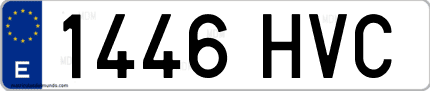Ejemplo de matrícula de coche ordinaria 1446 HVC