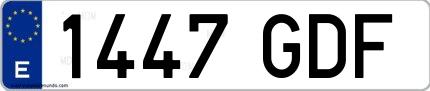 Ejemplo de matrícula española 1447 GDF