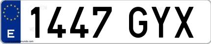 Ejemplo de matrícula española 1447 GYX