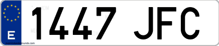 Ejemplo de matrícula de coche ordinaria 1447 JFC
