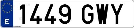 Ejemplo de matrícula española 1449 GWY