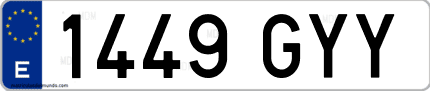 Ejemplo de matrícula de coche ordinaria 1449 GYY