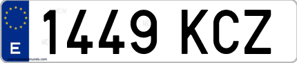 Ejemplo de matrícula de coche ordinaria 1449 KCZ