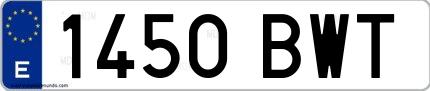Ejemplo de matrícula española 1450 BWT