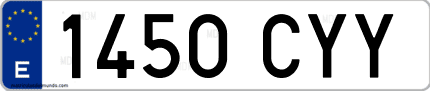 Ejemplo de matrícula de coche ordinaria 1450 CYY