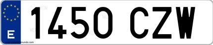 Ejemplo de matrícula española 1450 CZW