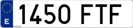 Ejemplo de matrícula española 1450 FTF