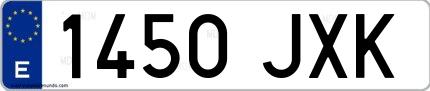 Ejemplo de matrícula española 1450 JXK
