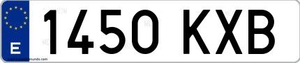 Ejemplo de matrícula española 1450 KXB
