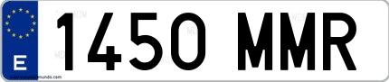 Ejemplo de matrícula española 1450 MMR