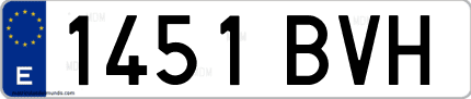 Ejemplo de matrícula de coche ordinaria 1451 BVH