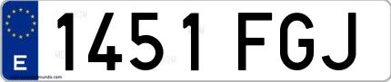 Ejemplo de matrícula española 1451 FGJ