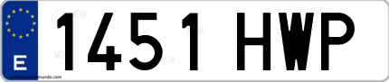 Ejemplo de matrícula de coche ordinaria 1451 HWP