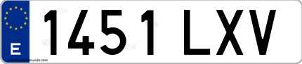 Ejemplo de matrícula de coche ordinaria 1451 LXV