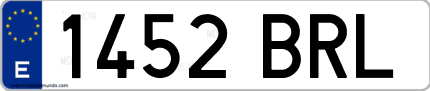 Ejemplo de matrícula de coche ordinaria 1452 BRL