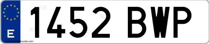 Ejemplo de matrícula española 1452 BWP