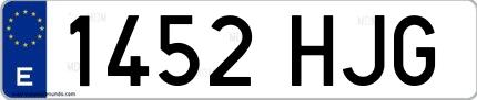 Ejemplo de matrícula española 1452 HJG