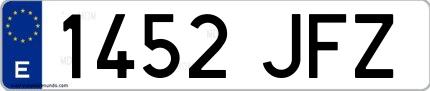 Ejemplo de matrícula española 1452 JFZ