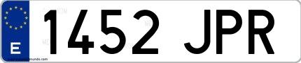 Ejemplo de matrícula española 1452 JPR