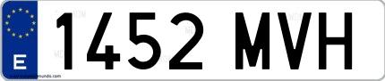 Ejemplo de matrícula española 1452 MVH